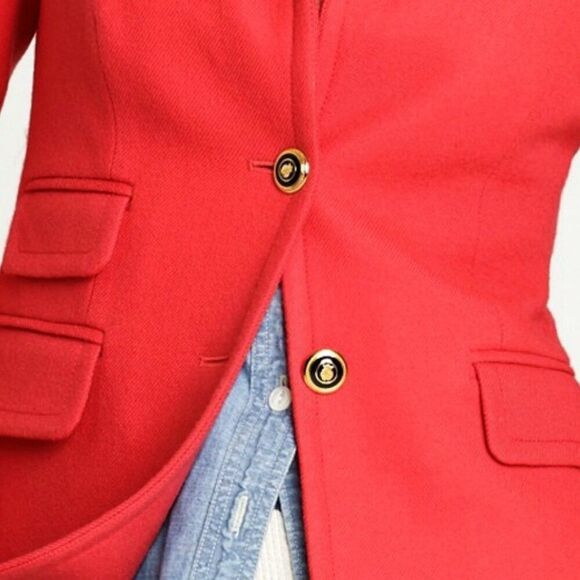 J Crew 2 Red Coral Wool Hack ing Riding Equestrian Jacket Blazer Old Money Prep - Picture 15 of 16